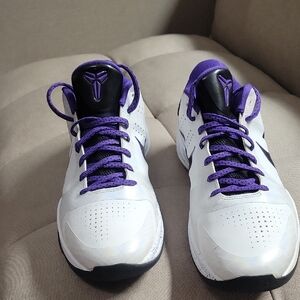 White and Purple Athletic Shoes